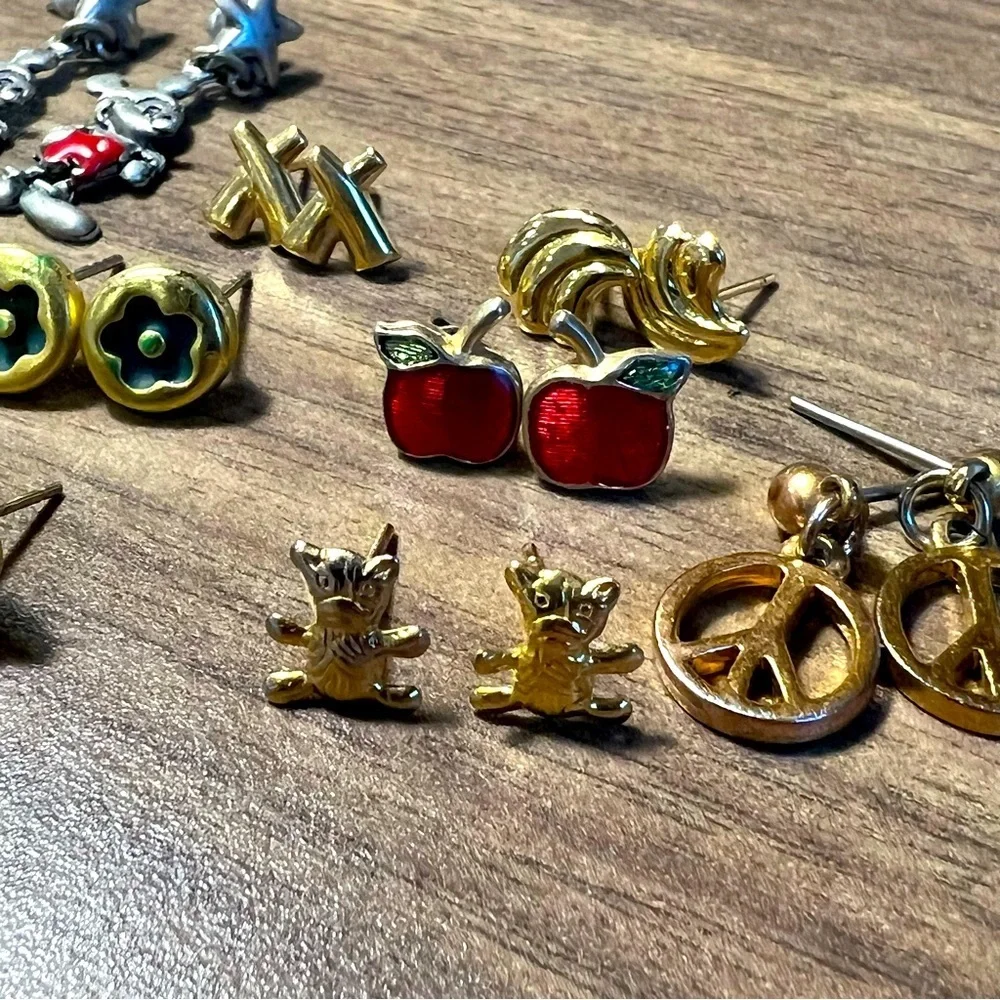 Girl’s earrings 11 pair 1 turtle pendant 925 unicorn earrings Mickey Mouse